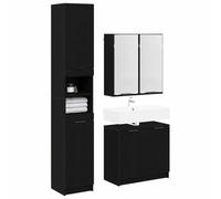 vidaXL Juego de Gabinetes de Baño con Estante 3 pcs Roble Negro, Mueble de baño, Juego Moderno, Elegante para organizar, Pieza Funcional, Organizador de Espacios estilizado