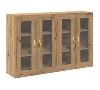 vidaXL Juego de Gabinetes de Pared 2 Pcs Roble Artesanal 139 x 34 x 90 cm Madera de Ingeniería Buffet con Puertas de Vidrio Almacenamiento para el Comedor Estanterías Rústicas para Interiores Puerta