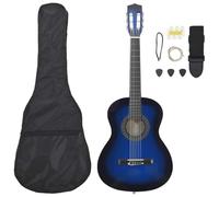 vidaXL - Juego de guitarra clásica para niños y principiantes, 8 unidades, instrumento de aprendizaje musical musical, músico amateur, azul 3/4 36"