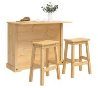 vidaXL Juego de Isla de Cocina con cajón Corona 3 pcs Cera de Miel, Isla de Cocina rústica, Madera de Pino para almacenar, Espacio Amplio, Tapa Plegable, diseño Funcional