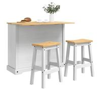 vidaXL Juego de Isla de Cocina Corona 3 pcs y Cera de Miel Pino Macizo, Isla de Cocina rústica, Madera de Pino para almacenar, Espacio Amplio, Tapa Plegable, diseño Funcional