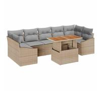 vidaXL Juego de jardín de 8 piezas de sofá con cojines grises de ratán natural, muebles de exterior estiloso y modular para patio, balcón, comedor y terraza, resistente a los rayos UV, lounge moderno