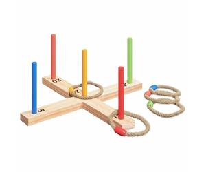 vidaXL Juego de Lanzamiento de Aros Multicolor 41x41x16 cm, Juego de Lanzamiento de Anillos Rectangular para Sala de Estar, Actividad Familiar Interior y Exterior