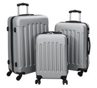 vidaXL Juego de maleta 3 piezas de policarbonato plateado de carcasa dura 20 pulgadas 24 pulgadas 28 pulgadas equipaje duradero con cerraduras de combinación accesorios de viaje ligeros bolsas de