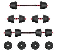 vidaXL Juego de mancuernas 2 en 1 de 40 kg negro y rojo, equipo de gimnasio en casa, mancuernas ajustables, entrenamiento de fuerza en forma compacta, para una actividad aún mejor