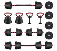 vidaXL Juego de mancuernas 4 en 1 40 kg negro y rojo, equipo de gimnasio en casa, mancuernas ajustables, entrenamiento de fuerza en forma compacta, para una actividad aún mejor