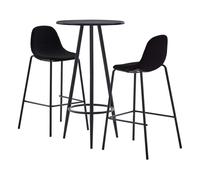 Vidaxl juego de mesa alta y taburetes 3 piezas tela negro