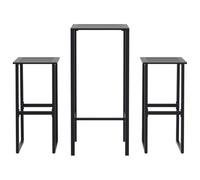 vidaXL Juego de Mesa Alta y taburetes de jardín 3 Piezas Acero Negro, Mesa y taburetes Altos de jardín, Set de Bar de Exterior, Muebles de Bar de Exterior