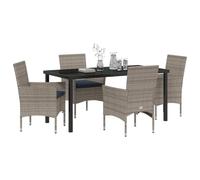 vidaXL Juego de Mesa y sillas con cojín 5 pcs Gris Ratán sintético, Conjunto de Comedor Rectangular para Jardín y Terraza, Muebles Modernos, Mesa de Rattan, Sillas de Patio