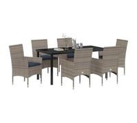 vidaXL Juego de Mesa y sillas con cojín 7 pcs Gris Ratán sintético, Conjunto de Comedor Rectangular para Jardín y Terraza, Muebles Modernos, Mesa de Rattan, Sillas de Patio