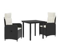 vidaXL Juego de Mesa y sofá con cojín 3 pcs Negro y Crema, Set de Sofás para Exterior, Muebles Modernos, Mesa de Patio, Relajación y Resistencia UV, Asientos de Verano