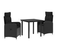 vidaXL Juego de Mesa y sofá con cojín con Almohada 3 pcs Negro, Set de Sofás para Exterior, Muebles Modernos, Mesa de Patio, Relajación y Resistencia UV, Asientos de Verano