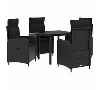 vidaXL Juego de Mesa y sofá con cojín con Almohada 5 pcs Negro, Set de Sofás para Exterior, Muebles Modernos, Mesa de Patio, Relajación y Resistencia UV, Asientos de Verano