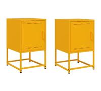 vidaXL Juego de mesitas de noche de acero amarillo mostaza con almacenamiento en estilo industrial (36 x 39 x 60,5 cm)