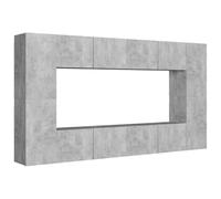 vidaXL Juego de Mueble para TV de 8 Piezas Soporte Mobiliario Aparador Estante Salón Sala de Estar Dormitorio Decoración Contrachapada Gris Hormigón