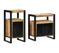 vidaXL Juego de Muebles de baño 2 pcs Madera de Mango Maciza y Rugosa, Armario de baño Moderno, Estilo Elegante, solución de Almacenamiento compacta, Ideal para organizar Tus Cosas