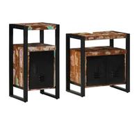 vidaXL Juego de Muebles de baño 2 pcs Marrón Madera reciclada Maciza, Armario de baño Moderno, Estilo Elegante, solución de Almacenamiento compacta, Ideal para organizar Tus Cosas
