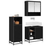 vidaXL Juego de Muebles de baño 3 pcs Roble Negro Madera de ingeniería, Muebles Modernos de baño, Espacio Amplio, gabinete Rectangular y Conjunto Compacto para organización y decoración