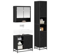vidaXL Juego de Muebles de baño 3 pcs Roble Negro Madera de ingeniería, Almacenamiento Elegante para Baño, Muebles Que Ahorra Espacio, Esenciales Funcionales, Organización Chic