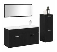 Juego de Muebles de Baño vidaXL Moderno en Roble Negro | Gabinete de Fregadero Estiloso & Mediano Ideal para Soluciones de Almacenamiento Incluye Espejo Material Duradero de Madera de Ingeniería Monta