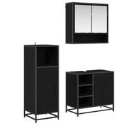 vidaXL Juego de Muebles de baño 3 pcs Roble Negro Madera de ingeniería, Muebles Modernos de baño, Espacio Amplio, gabinete Rectangular y Conjunto Compacto para organización y decoración