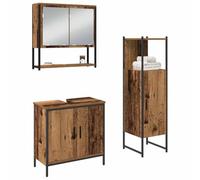 vidaXL Juego de Muebles de baño 3 uds. Marrón 33 x 33 x 113,5 cm | Mucho espacio para todas tus cosas, Destaca el encanto natural con un look envejecido,
