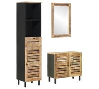 vidaXL Juego de Muebles de Baño 3 uds. Natural 38 x 33 x 160 cm, Juego Moderno de Muebles para baño, Madera Elegante, solución rústica de Almacenamiento, diseño de tocador