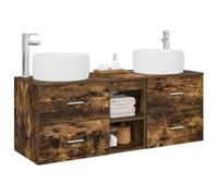 vidaXL Juego de Muebles de baño 3 uds. Roble Ahumado