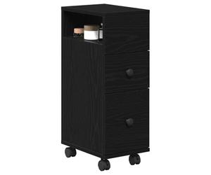 vidaXL Juego de Muebles de baño 33 x 23 x 65 cm Madera de ingeniería | Acabado en roble negro que se ve genial, Montones de espacio para guardar tus cosas, Superficie laqueada que se limpia fácil