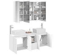 vidaXL Juego de Muebles de Baño 4 pcs Blanco Madera de ingeniería, Baño Moderno, Amplio Almacenamiento, Organizador práctico, Conjunto de tocador Elegante, Muebles de Pared Minimalistas