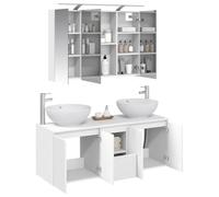 vidaXL Juego de Muebles de Baño 4 pcs Blanco Madera de ingeniería, Set de baño, Mueble Rectangular, decoración Moderna, Almacenamiento Amplio, gabinetes de Pared, soluciones prácticas