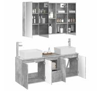 vidaXL Juego de Muebles de Baño 4 pcs Gris Hormigón, Baño Moderno, Amplio Almacenamiento, Organizador práctico, Conjunto de tocador Elegante, Muebles de Pared Minimalistas
