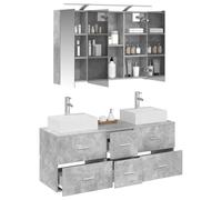 vidaXL Juego de Muebles de baño 4 pcs Gris Hormigón, Juego de baño contemporáneo, solución Moderna de Almacenamiento, Mueble con Espejo LED, Opciones Personalizables