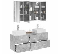 vidaXL Juego de Muebles de baño 4 pcs Gris Hormigón, Juego de Muebles Modernos para Baño, Espejo con Luz, Armario LED, Almacenamiento de Pared, ¡súper Funcional