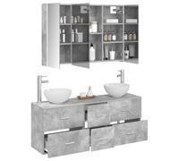 vidaXL Juego de Muebles de baño 4 pcs Gris Hormigón, Muebles de baño Modernos, gabinete con Espejo LED, estantes montados, Conjunto de tocador Que Ahorra Espacio