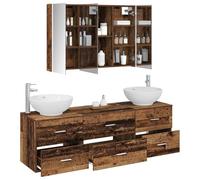 vidaXL Juego de Muebles de baño 4 pcs Madera Envejecida,