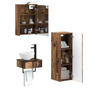 vidaXL Juego de Muebles de Baño 4 pcs Madera Envejecida,
