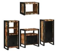 vidaXL Juego de muebles de baño rústico, armario de pared moderno, contenedor rectangular para el baño, combo para tocador compacto, estilo minimalista y ahorro de espacio