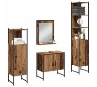 vidaXL Juego de Muebles de baño 4 pcs Marrón 33 x 33 x 185.5 cm, Baño, Estrategias de Almacenamiento Modernas, Muebles Resistentes, Estantería de Madera, Estilo Elegante, Espacios Ordenados