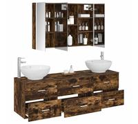 vidaXL Juego de Muebles de baño 4 pcs Roble Ahumado,