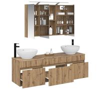 vidaXL Juego de Muebles de Baño 4 pcs Roble Artesanal,