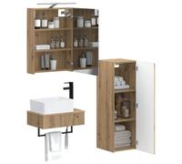 vidaXL Juego de Muebles de Baño 4 pcs Roble Artesanal,