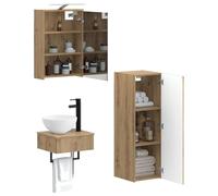 vidaXL Juego de Muebles de Baño 4 pcs Roble Artesanal,
