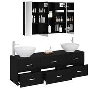 vidaXL Juego de Muebles de baño 4 pcs Roble Negro,