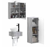 vidaXL Juego de Muebles de Baño 4 pcs Sonoma Gris 43 x 16 x 62,5 cm,