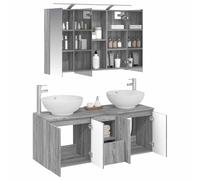vidaXL Juego de Muebles de Baño 4 pcs Sonoma Gris Madera de ingeniería, Set de baño, Mueble Rectangular, decoración Moderna, Almacenamiento Amplio, gabinetes de Pared, soluciones prácticas