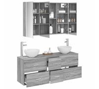 vidaXL Juego de Muebles de baño 4 pcs Sonoma Gris, Muebles de baño Modernos, gabinete con Espejo LED, estantes montados, Conjunto de tocador Que Ahorra Espacio