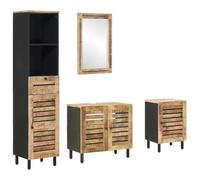 vidaXL Juego de Muebles de Baño 4 uds. Natural 38 x 33 x 160 cm, Conjunto Moderno de Muebles de baño, tocador Elegante, diseño en Madera de Mango, solución de Almacenamiento