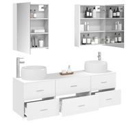 vidaXL Juego de Muebles de baño 5 pcs Blanco, Conjunto de baño Moderno, Mueble, gabinete Espejo, Unidad de Almacenamiento, colección de baño, Accesorios funcionales