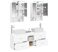vidaXL Juego de Muebles de baño 5 pcs Blanco, Juego de baño Compacto, luz LED Moderna, Unidad de tocador eficiente, Armario Espejo USB, Almacenamiento Modular
